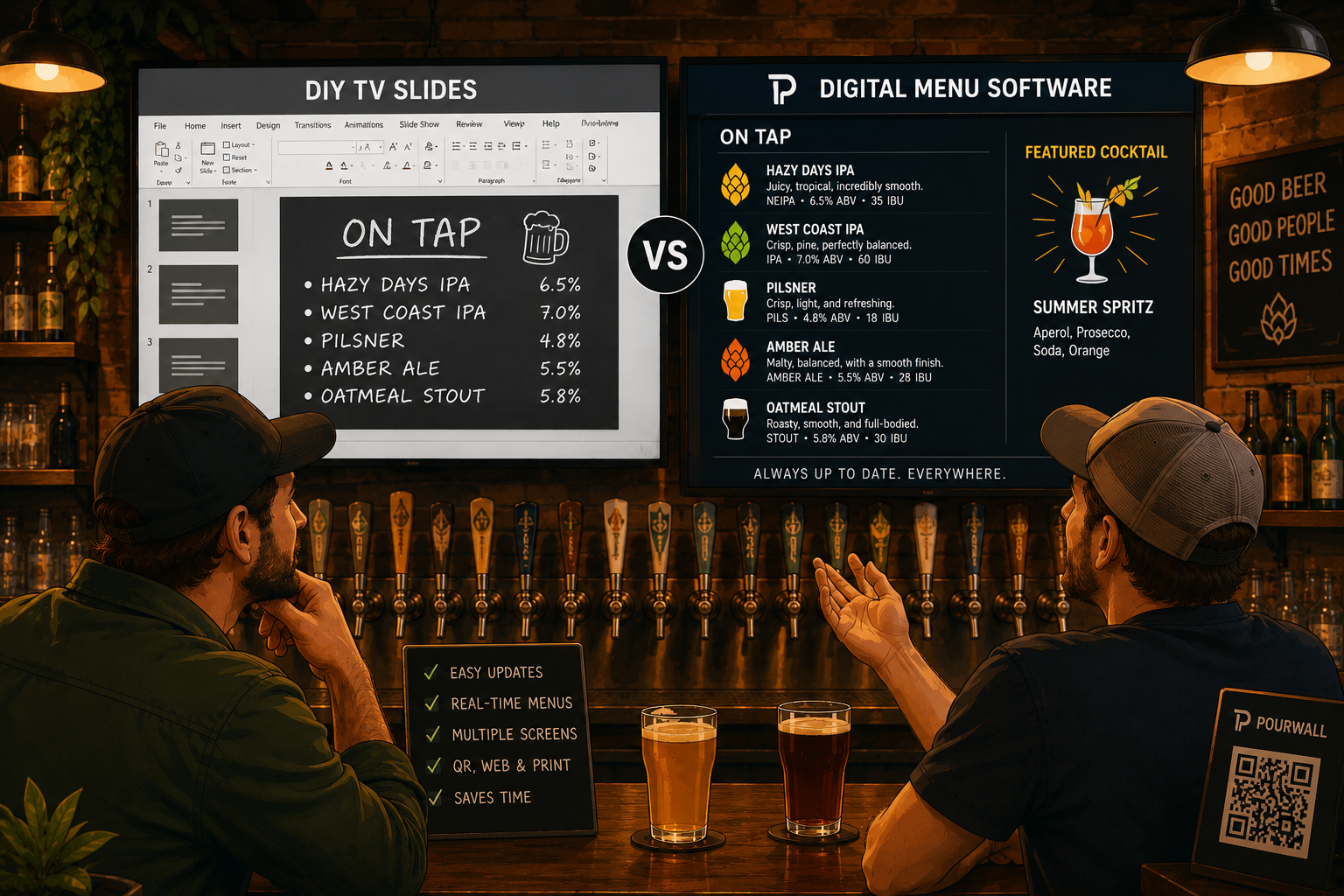Digital Menu Software vs DIY TV Slides: Which Is Better for Bars?